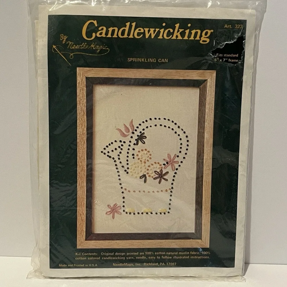 2 VTG Needle‎ Magic Embroidery Candlewicking Kits Chicken Sprinkling Can Cottage